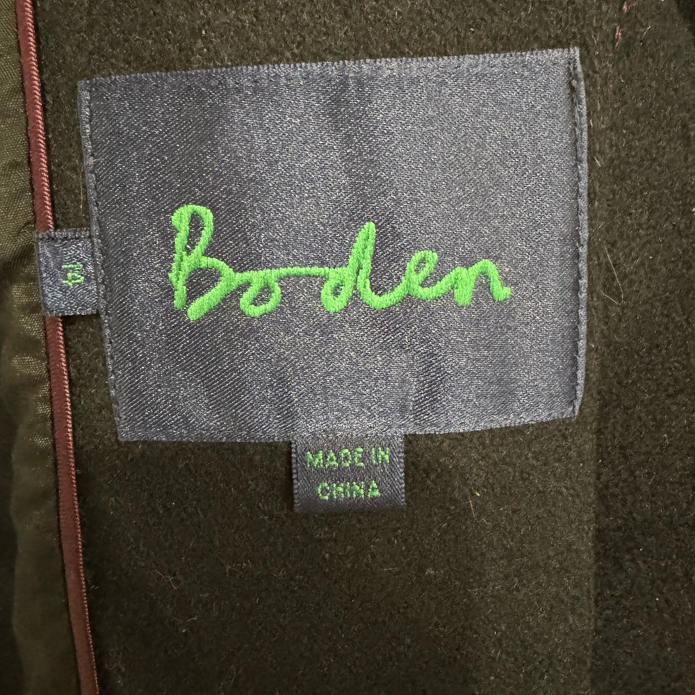 Boden Navy Wool Blend Collared Coat Size 14 - Picture 3 of 3